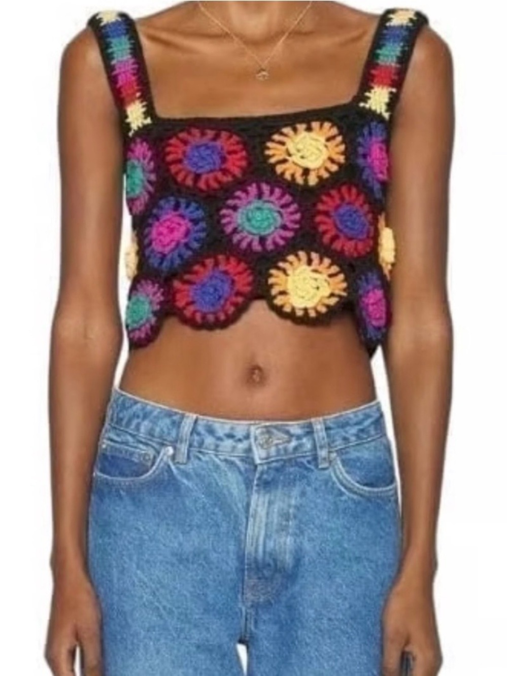 Farm Rio Colorful Crocheted Crop Top - Picture 4 of 13